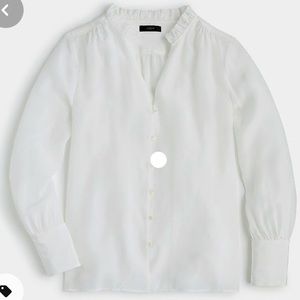 Jcrew 100% silk button down top NWT RUFFLES